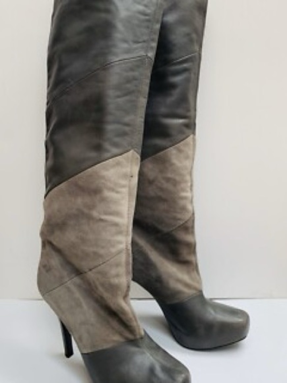 House of Harlow 1960 Black and Gray Over-the-Knee Heeled Boots